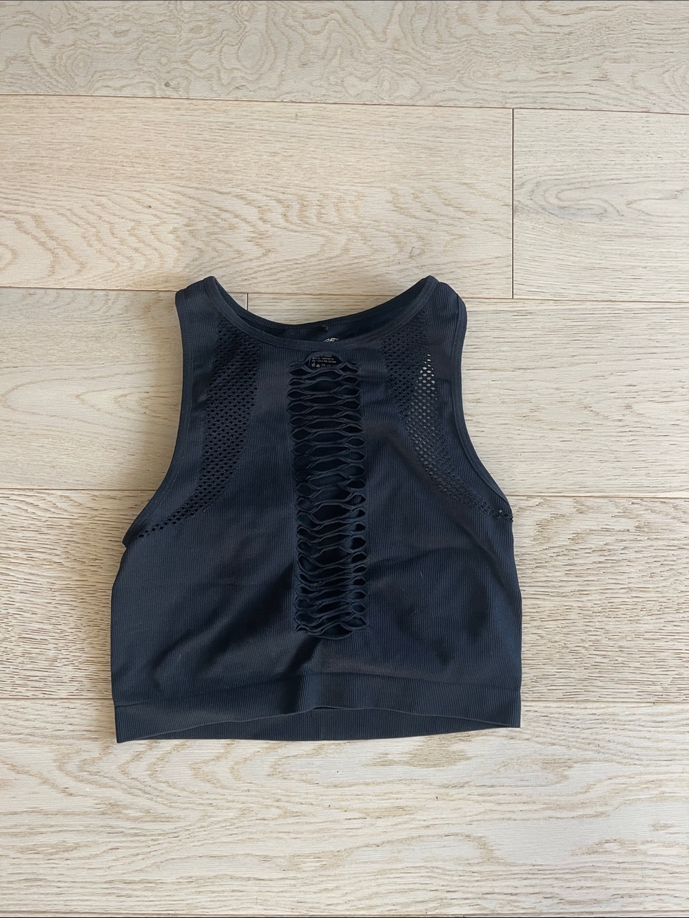 Garage Techno Black Tank Top with Lace Detail